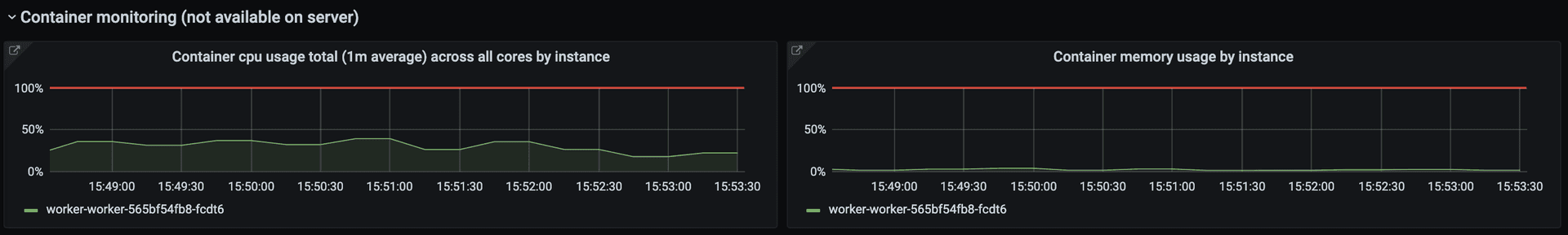 Worker resource usage panels (single instance)