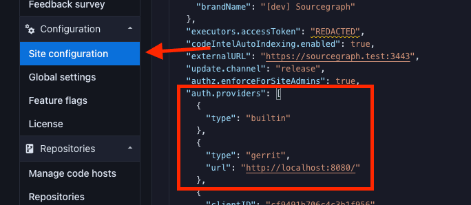 Add a Gerrit configuration to the list of configured authentication providers