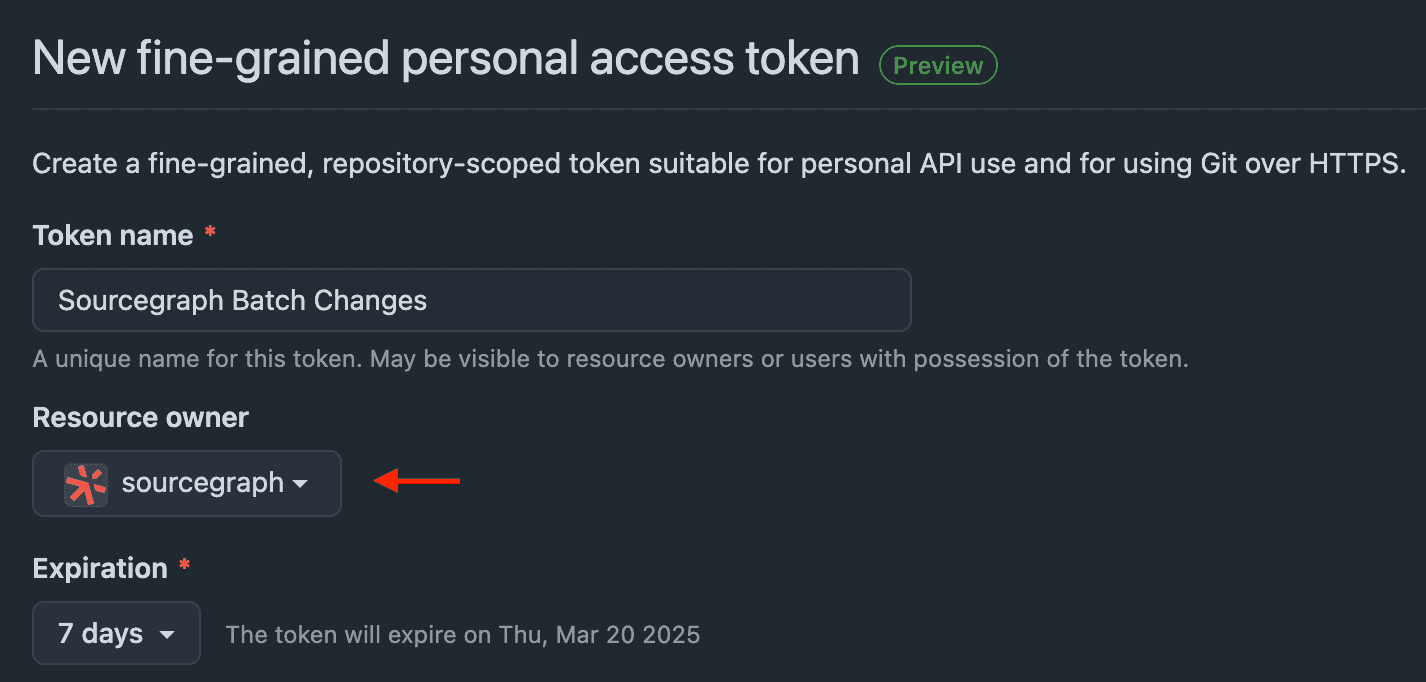 Select resource owner for fine-grained access token