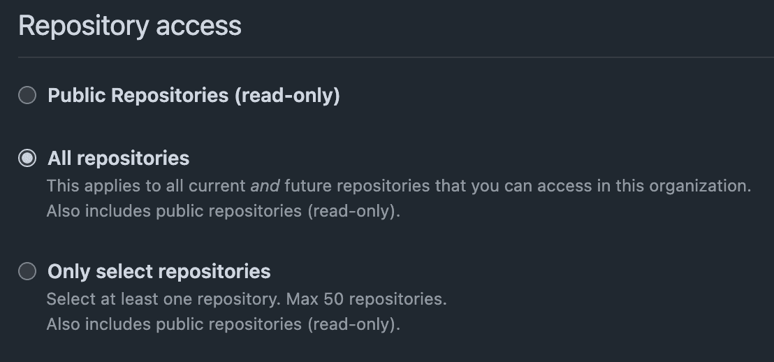 Select all repositories for repository access