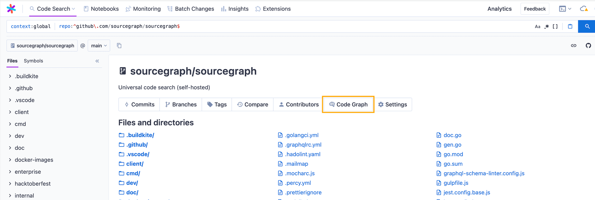 Repository index page